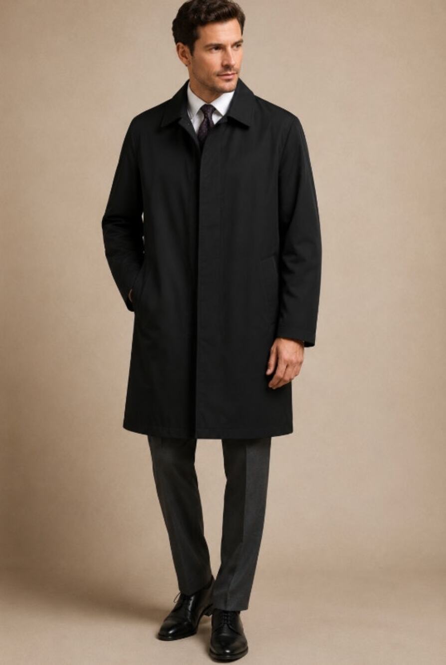 Brooks Brothers 346 Men's XL Black Car Coat Wool Blend Lined Hidden Button Coat